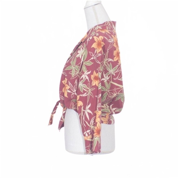 TOMMY BAHAMA Silk Tie Front Floral Blouse Size S - Picture 2 of 7